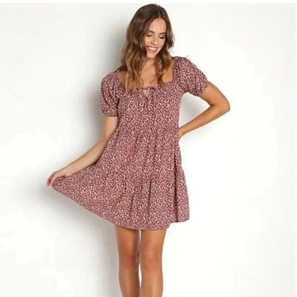 LACAUSA Playa Mini Dress Cocoa Magic Mushroom NWT - Medium - Picture 1 of 3